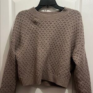 Hollister Brown Crew Neck Sweater with Textured Knit